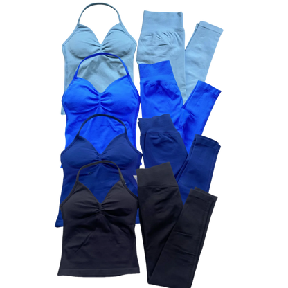 Fitness Girl Yoga Ladies 2-piece Set Long Neck Halter Tank Top Hip Lift Fitness Pants Comfortable Breathable Set Sportswear