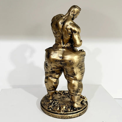 Fitness Muscle Man Statue Office Cafe Gym Tabletop Funny Home Decorative Ornament