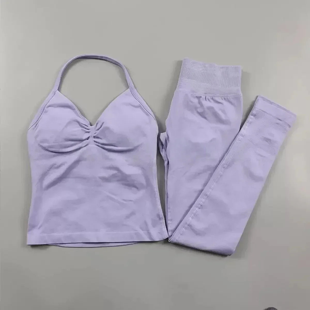 Fitness Girl Yoga Ladies 2-piece Set Long Neck Halter Tank Top Hip Lift Fitness Pants Comfortable Breathable Set Sportswear