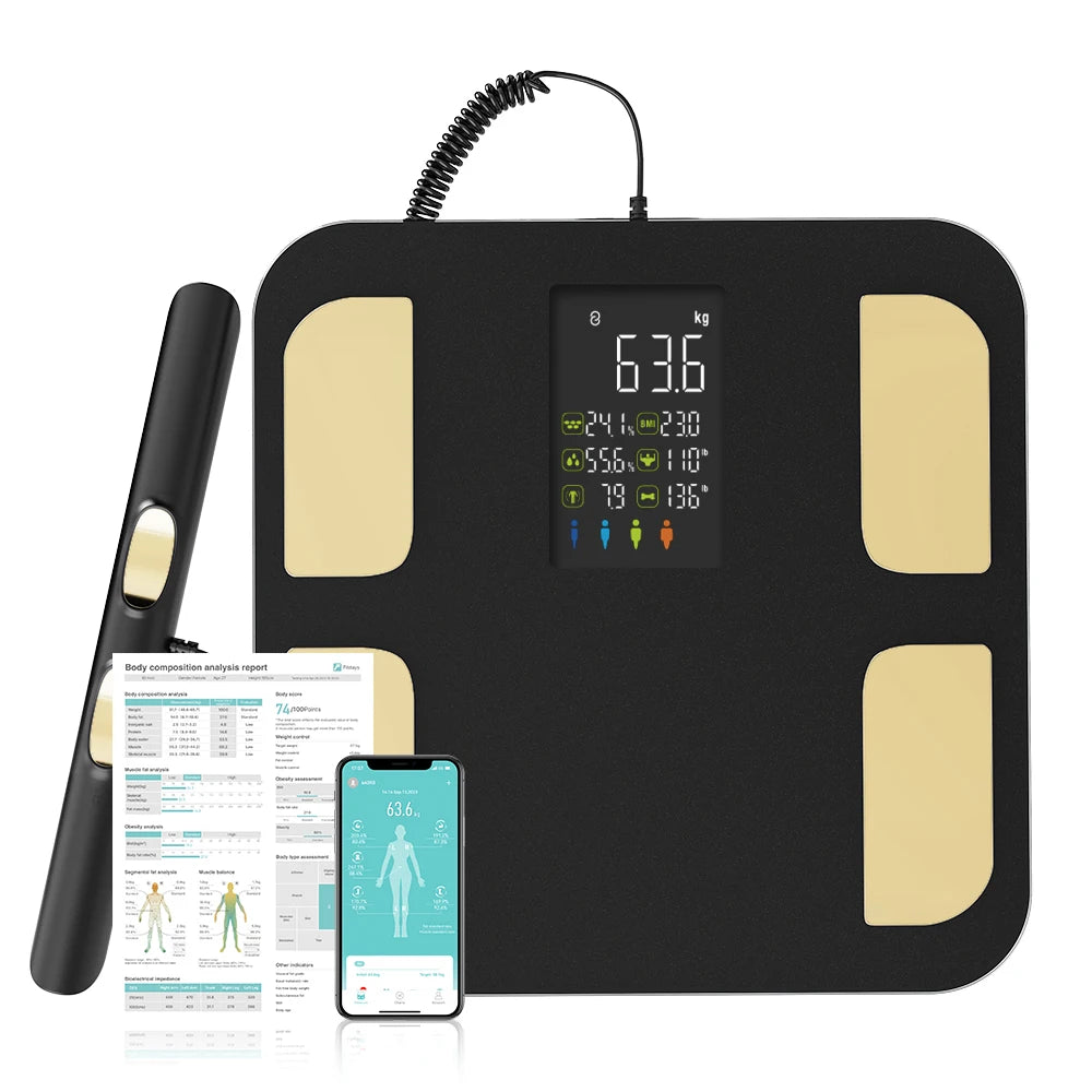 Fitdays 8 Electrode Smart Body Scale Smart Full Body Composition Bioimpedance Scale Digital Body Fat Weight Scale Balance