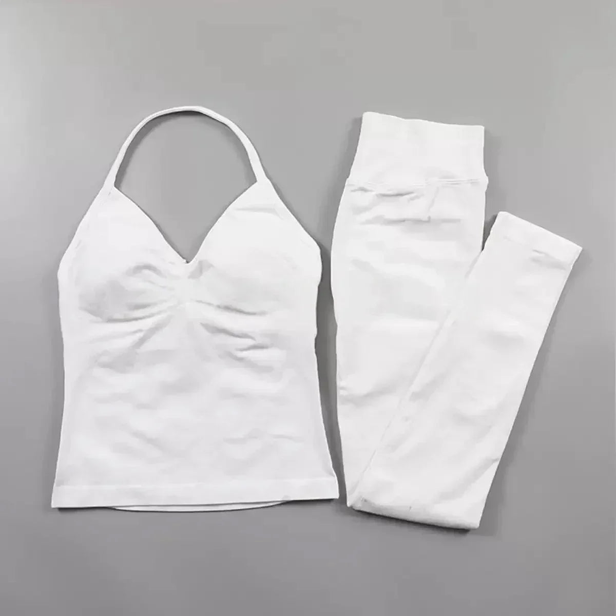 Fitness Girl Yoga Ladies 2-piece Set Long Neck Halter Tank Top Hip Lift Fitness Pants Comfortable Breathable Set Sportswear