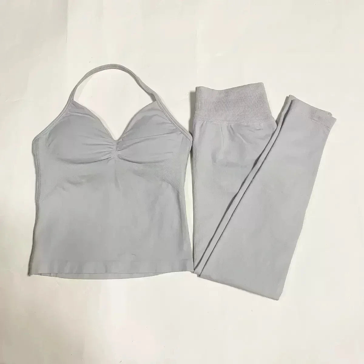 Fitness Girl Yoga Ladies 2-piece Set Long Neck Halter Tank Top Hip Lift Fitness Pants Comfortable Breathable Set Sportswear
