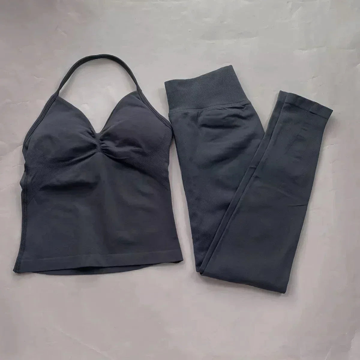 Fitness Girl Yoga Ladies 2-piece Set Long Neck Halter Tank Top Hip Lift Fitness Pants Comfortable Breathable Set Sportswear
